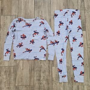 Gap Kids Marvel Spider-Man Pajama Set Blue Crystal Organic Cotton Size 10 Sleep
